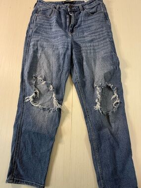 Hollister Blue Distressed Straight Jeans